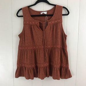 Artisan NY tie string crochet boho top